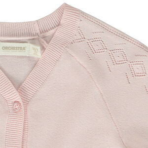 Gilet manches raglan en tricot pointelle pour fille 