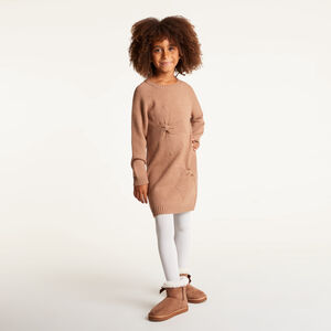 Knit jurk met lange mouwen voor meisjes met knoop effect. 