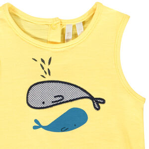 Set van 2 delen mouwloos shirt en bermuda met walvispatroon voor babyjongen 