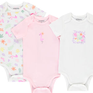 Lot de 7 bodies manches courtes fantaisie pour bébé fille avec ouvertures différentes selon l'âge 