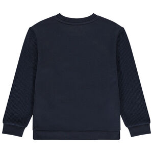 Sweat bi-matière avec texte en relief garçon 