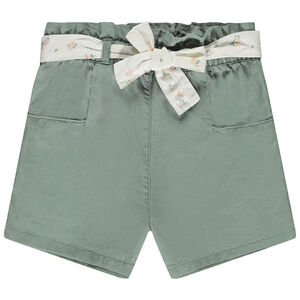 Short en toile avec ceinture à nouer pour bébé fille 