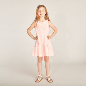 Robe sans manches vichy avec nœud brodé pour fille 