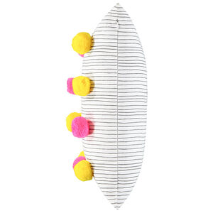 Coussin décoratif à pompoms colorés fluo 