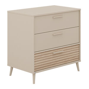 Kommode met 3 lades 95 x 93 x 57 cm kasjmier Beige/Groovy eikenhout 