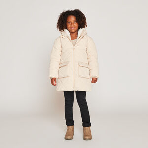 Doudoune manches longues en twill et sherpa + gilet pour fille 