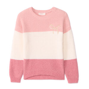 Pull en tricot oversize effet color block pour fille 