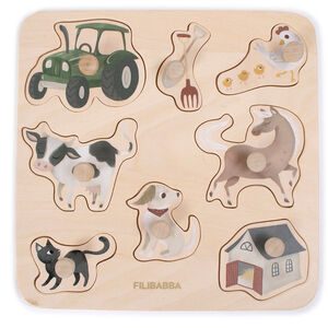 Puzzel in hout 8stks In de Boerderij 12m+ 