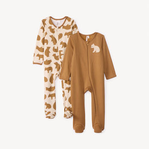 Set van 2 onesies met rits en berenmotief voor babyjongens 