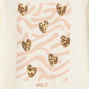 T-shirt met lange mouwen en fantasievolle pailletten voor meisjes 
