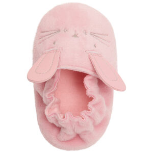 Chaussons souples pour bébé fille en sherpa fine motif lapin 