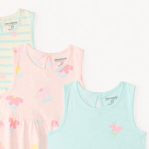 Set van 3 mouwloze jurkjes met bloemenmotief voor meisjesbaby's 