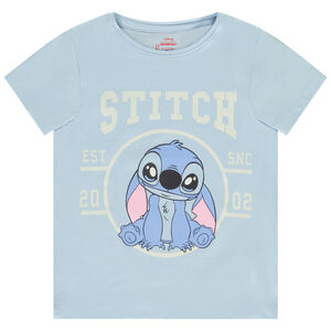 T-shirt met korte mouwen glitterprint Stitch Disney voor meisjes 