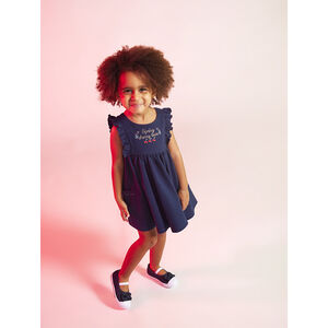 Robe débardeur en molleton cloqué avec broderies pour bébé fille 