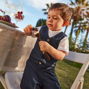 Korte set van 3 delen: korte mouwen overhemd + vest + bermuda voor babyjongen 