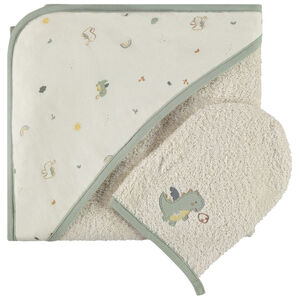 Set de bain cape + gant motif dragon pour bébé garçon 