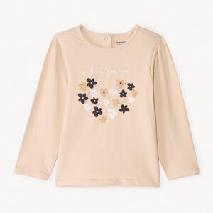 T-shirt manches longues uni à print fantaisie pour bébé fille  