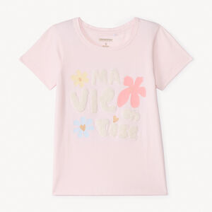 T-shirt manches courtes à patchs bouclettes pour fille 