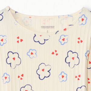 T-shirt met lange mouwen, met contrastrijke platte bloemenprint meisjes 