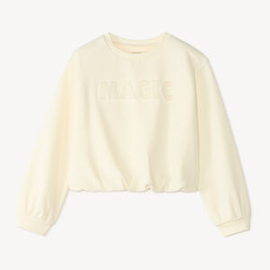 Sweat meisje van fleece met elastische onderkant en strass borduursel 