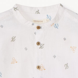 Chemise à manches courtes col mao print cactus garçon 