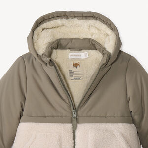 Bi-materiaal donsjas met sherpa boucle voor babyjongens 