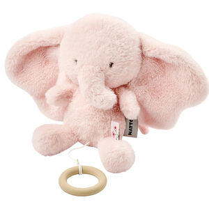 Muziekknuffel olifant - Fanfan - Roze - 24 cm 