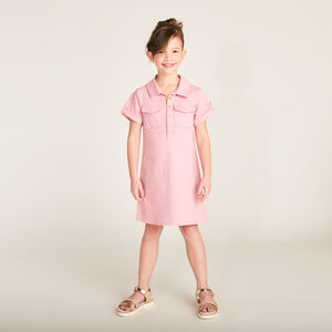 Robe chemise manches courtes en jean uni pour fille 