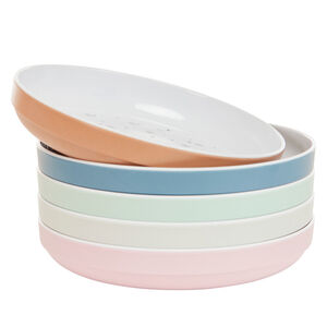 Melaminebord met blauwe hartjesprint, geschikt voor vaatwasser en vanaf 6 maanden 