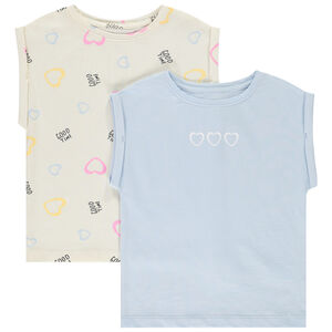 Lot de 2 t-shirts manches courtes forme boîte pour fille 