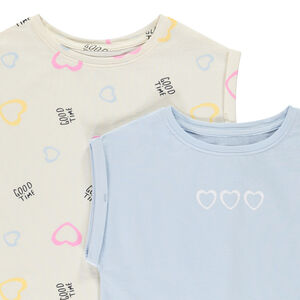 Lot de 2 t-shirts manches courtes forme boîte fille 
