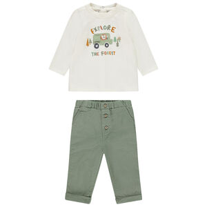 Ensemble pantalon + t-shirt manches longues fantaisie pour bébé garçon 