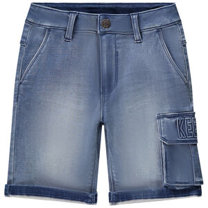 Bermuda jeans effect met opgestikte zak voor jongen 