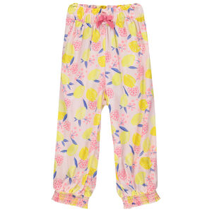 Soepelvallende broek met opgedrukte citroenen voor babymeisjes 