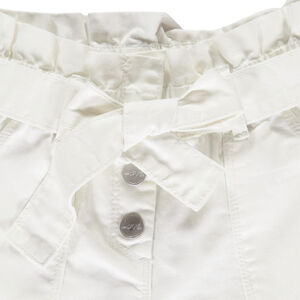 Korte paperbag in twill met strikceintuur voor meisjes 