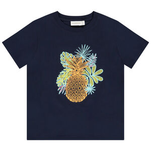 T-shirt met korte mouwen print ananas fluo-effect voor jongen 