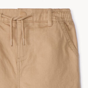Beige effen broek van stof met elastische taille jongens 