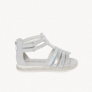 Zilveren textuur sandalen met rits en dubbele klittenband voor meisjes 