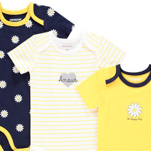 Lot de 7 bodies manches courtes en coton motif marguerites 