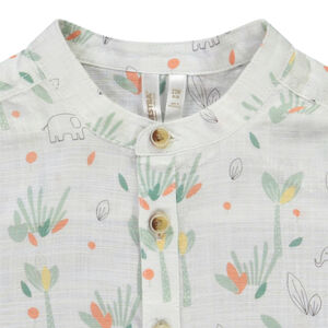 Chemise manches courtes col mao imprimé jungle pour bébé garçon 