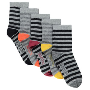 Set van 5 paren van gestreepte sokken voor jongens 