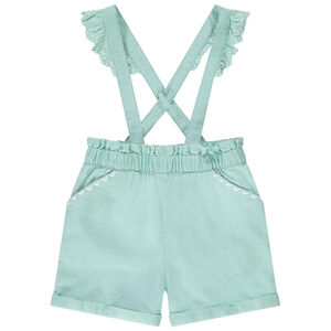 Korte short met ruches en Engels borduursel voor meisjes 