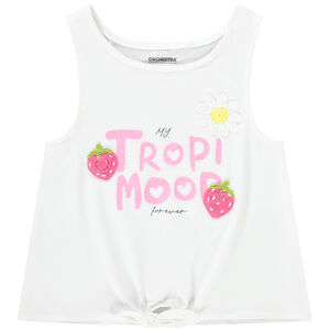 Mouwloos top in jersey met haakwerkdetails voor meisjes 