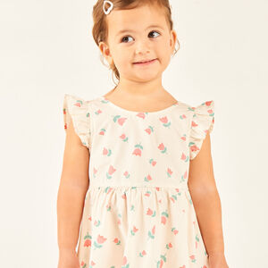 Robe manches courtes volantées imprimé fantaisie pour bébé fille 