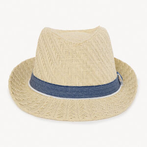 Trilby hoed van stro met band voor babyjongen 