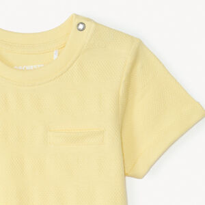Korte mouwen effen T-shirt van popcorn-effect jersey voor babyjongen 