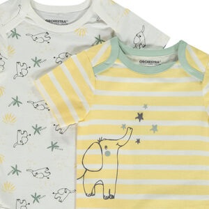 Set van 5 fantasie baby bodies met korte mouwen en verschillende openingen afhankelijk van de leeftijd 