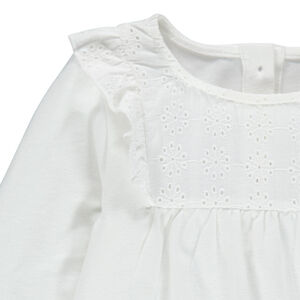 T-shirt manches longues à broderie anglaise en coton pour bébé fille 