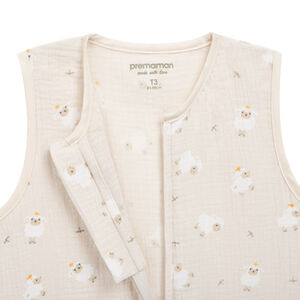 Gigoteuse TOG 0.5 van gaas met schapenprint 18-36M La Vie à la Ferme beige 