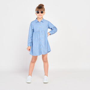 Robe chemise manches longues imprimé fleurs pour fille 